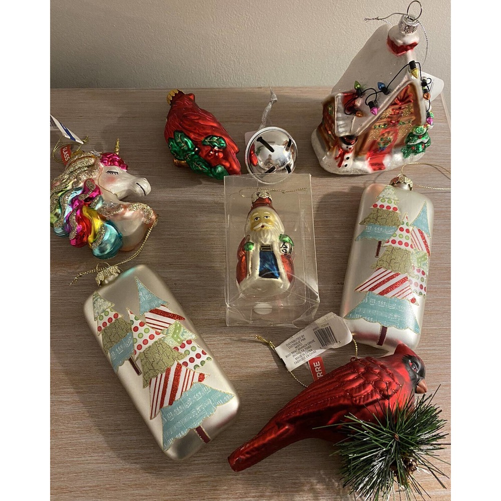 New Hobby Lobby Glass Ornaments Bubble Pink Red Green Gold Tree Trimming Holiday